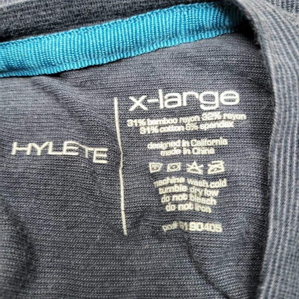 HYLETE Men Shirt X-LARGE‎ Blue Button Long Sleeve Henley